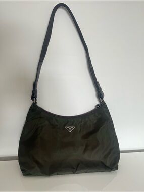 Prada Green Nylon Shoulder Bag
